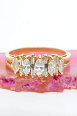 14K Yellow Gold 0.66 CTTW Diamond Marquise & Tapered Baguette Ring 3.3g