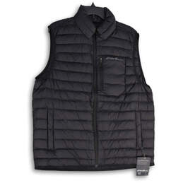 NWT Mens Black Sleeveless Mock Neck Full-Zip Quilted Vest Size Large