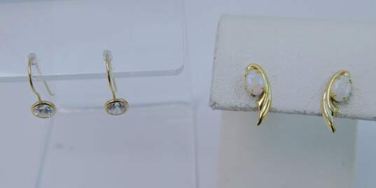 14K Yellow Gold Opal & CZ Earrings 1.4g image number 7