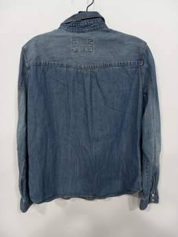 Denim by H&M Women's Blue Pearl Snap LS Western Shirt Size 12 alternative image