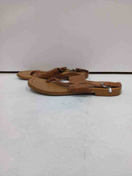 Coach Women's A01981 Tan Leather Stacey Slingback Thong Sandals Size 7B image number 1