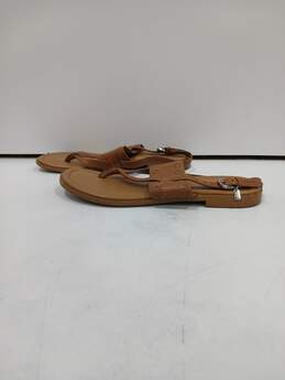 Coach Women's A01981 Tan Leather Stacey Slingback Thong Sandals Size 7B