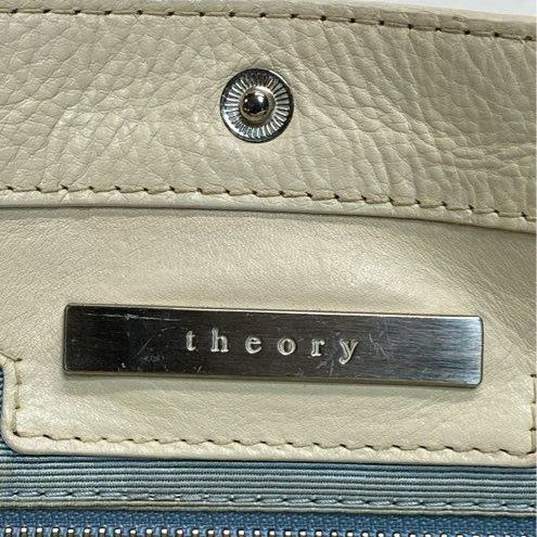 Theory Leather Medium Shoulder Tote Cream image number 5