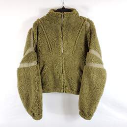 Free People Women Green Fleece Half Zip Sweater sz XS