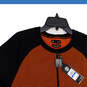 NWT Mens Black Orange Striped Short Sleeve Quarter Zip Knit T-Shirt Size XL image number 3