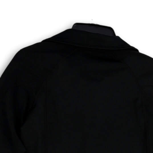 Womens Black Quarter Zip Mock Neck Long Sleeve Activewear Top Size M image number 3