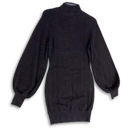 NWT Womens Black Mock Neck Balloon Sleeve Pullover Sweater Dress Size M alternative image