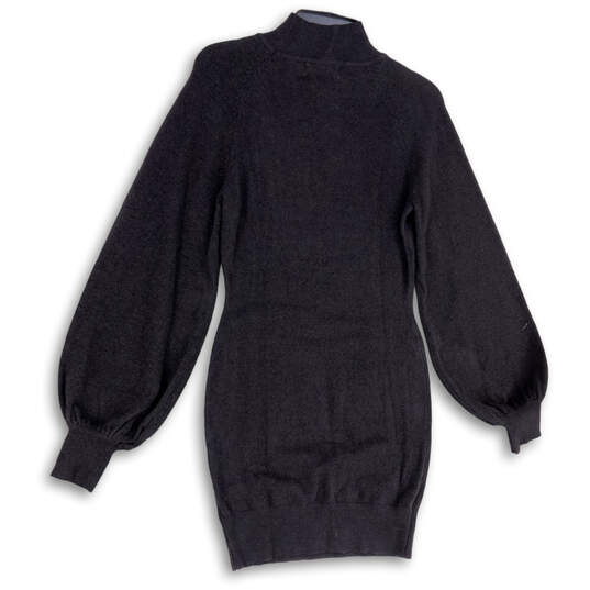 NWT Womens Black Mock Neck Balloon Sleeve Pullover Sweater Dress Size M image number 2