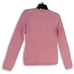 NWT Womens Pink Crew Neck Cable-Knit Long Sleeve Pullover Sweater Size M alternative image