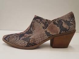 Lucky Brand Tresee Leather Snakeskin Print Ankle Heel Boots Shoes Size 9.5 M