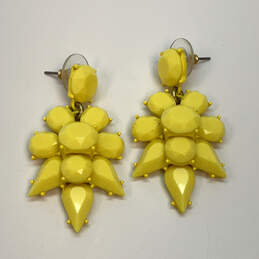 Designer J. Crew Gold-Tone Yellow Crystal Stone Fashionable Dangle Earrings