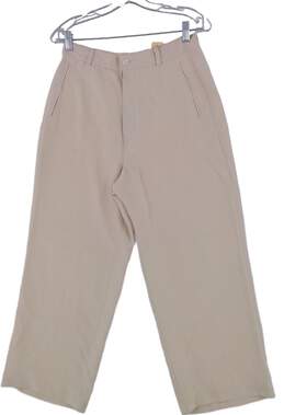 Womens Beige Flat Front Top Side Pockets Wide Leg Chinos Trousers Pants Size 8 alternative image