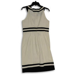Womens White Black Halter Neck Sleeveless Back Zip Mini Dress Size 10 alternative image