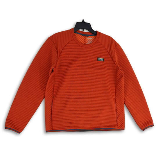 Mens Orange Quilted Crewneck Long Sleeve Pullover Sweatshirt Size Large image number 1