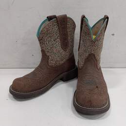 Girl Ariat Animal Print Pattern Pull-On Western Style Boots Size 7B