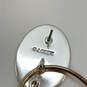 Designer J. Crew Two-Tone Oval Shape Open Hoops Classic Dangle Earrings image number 4