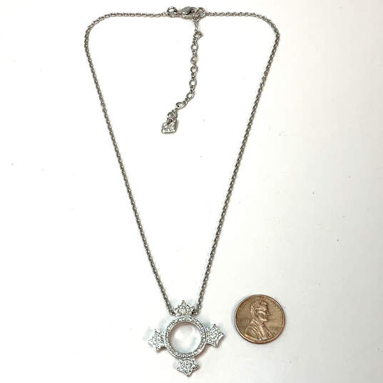 Designer Swarovski Silver-Tone Clear Rhinestone Pendant Necklace With Box image number 2