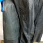 Black leather button up trench duster coat men's XXS image number 3