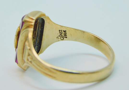 Vintage 10K Gold Ruby & Black Enamel Accent Class Ring 3.2g image number 4
