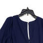 NWT Womens Blue V-Neck Long Sleeve Back Zip Shift Dress Size 8 image number 4