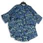 Womens Blue Printed Satin Short Sleeve Button Front Goddess Sleepshirt Size L image number 2