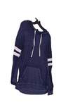 Women's Blue Long Sleeve Drawstrings Pockets Pullover Hoodie Size M image number 3