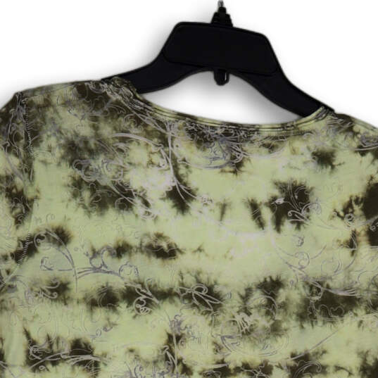 Womens Green Tie Dye Short Sleeve Scoop Neck Pullover T-Shirt Size Medium image number 4