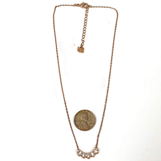 Designer Swarovski Rose Gold-Tone Pink Crystal Cut Stone Chain Necklace image number 2