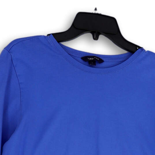 Womens Blue Long Sleeve Round Neck Stretch Pullover T-Shirt Size L 14-16 image number 3