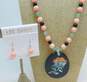 Designer Lee Sands Coral, Onyx & Abalone Necklace & Earrings image number 1