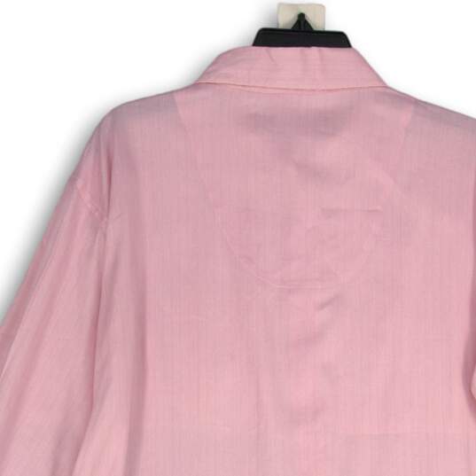 Womens Pink Long Sleeve Collared Front Pocket Button-Up Sleepshirt Size L image number 4