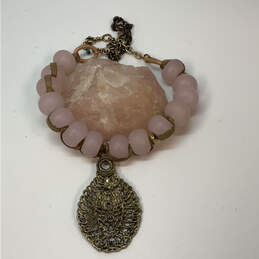Designer Lucky Brand Gold-Tone Bubble Pink Stone Beaded Pendant Necklace alternative image