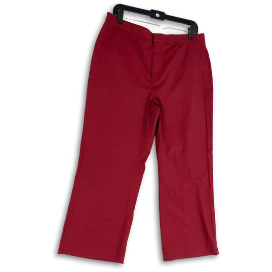 Buy the Womens Red Flat Front Regular Fit Pockets Straight Leg Dress Pants  Size 14