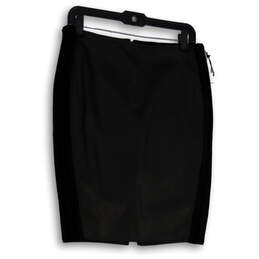 Womens Black Flat Front Back Zip Short Straight & Pencil Skirt Size Medium