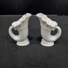 Set of 2 Small Lenox Ivory Colored Cornucopia Vases