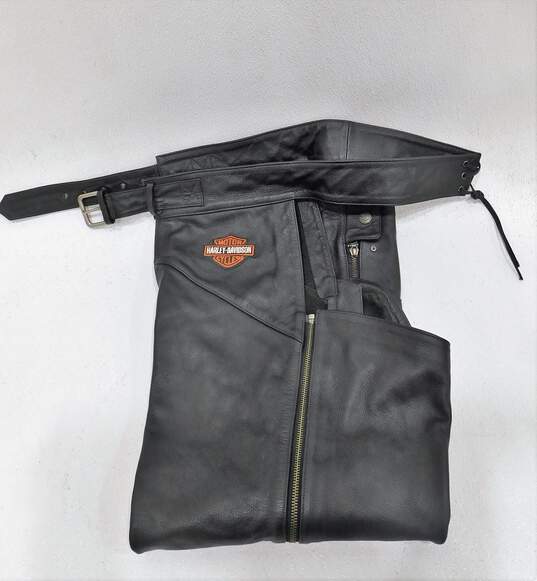 Harley Davidson Vintage Men's Medium Wool Leather Jacket Black Orange image number 11