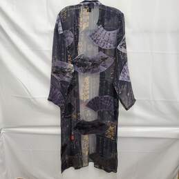 Citron Santa Monica WM's Black Sheer Silk Bohemian Long Kimono Size L alternative image