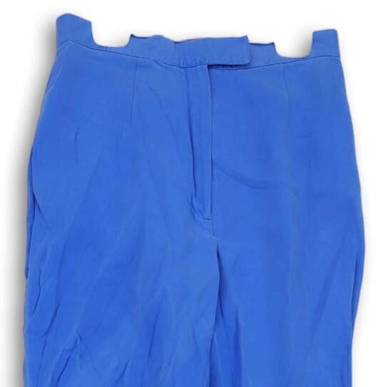 Womens Blue Pleated Front Slash Pockets Straight Leg Dress Pants Size 8P image number 3