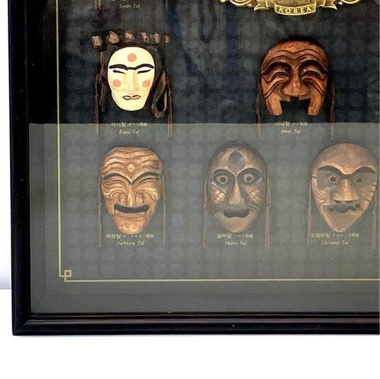 Framed Shadow Box of 9 Mini Korean Masks Sculpture image number 3