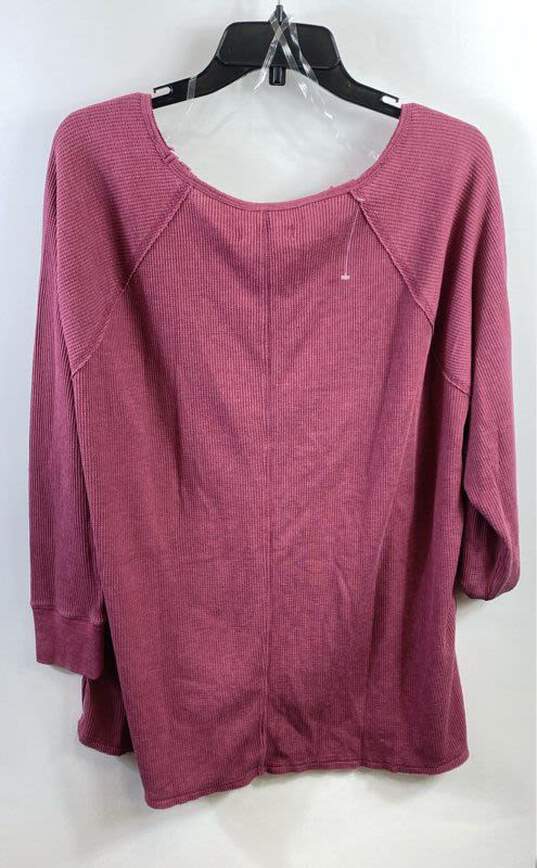 Lucky Brand Women Pink Waffle Long Sleeve Top XL image number 2