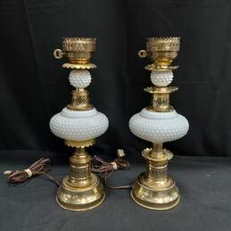 Pair Vintage Milk Glass Lamps