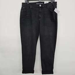 Black Mid Rise Straight Jeans