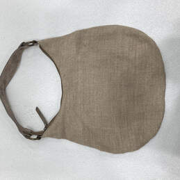 Womens Beige Beaded Inner Pocket Leather Shoulder Strap Zipper Hobo Bag alternative image