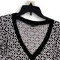 Womens Black White Geometric Print V-Neck Wrap Blouse Top Size Small image number 3