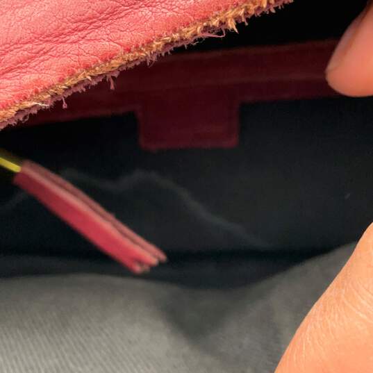 Madewell Womens Red Leather Adjustable Shoulder Strap Zipper Mini Backpack image number 5