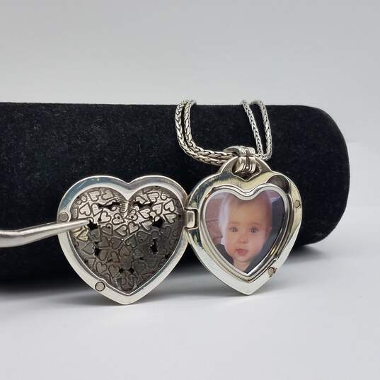 Brighton Silver Tone Heart Locket on 34" Necklace 56.8g image number 4