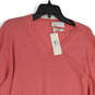 NWT Mens Pink V-Neck Long Sleeve Knitted Pullover Sweater Size XL image number 3