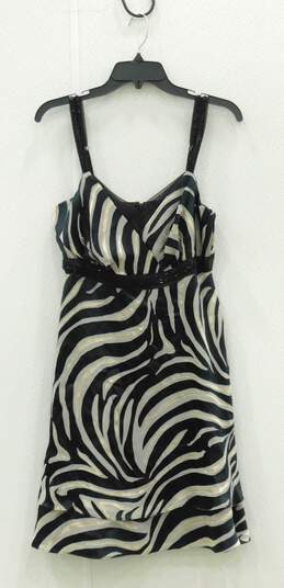 White House Black Market Zebra Tier Beaded Cocktail Dress Size 6