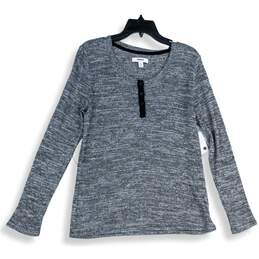 NWT Sonoma Womens Gray Henley Neck Long Sleeve Pullover Sleepshirt Size Medium