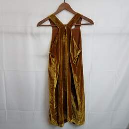 Gold velvet sleeveless shift dress women S petite nwt alternative image